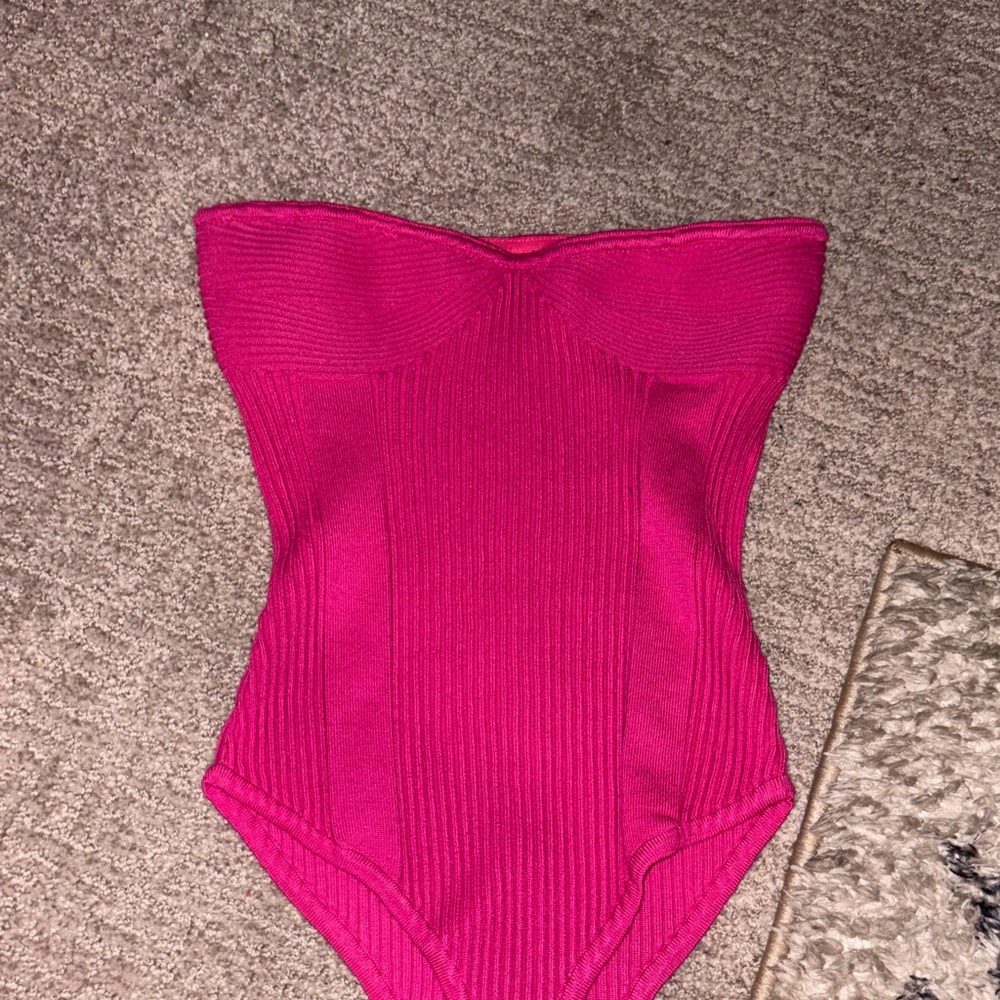 Pink Ribbed Bodysuit - Picture 2 of 3